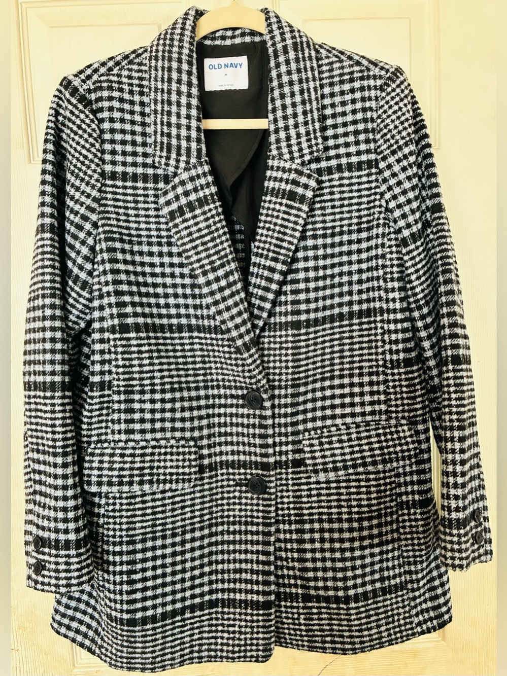 Old Navy Blue & Black Houndstooth Blazer Coat
